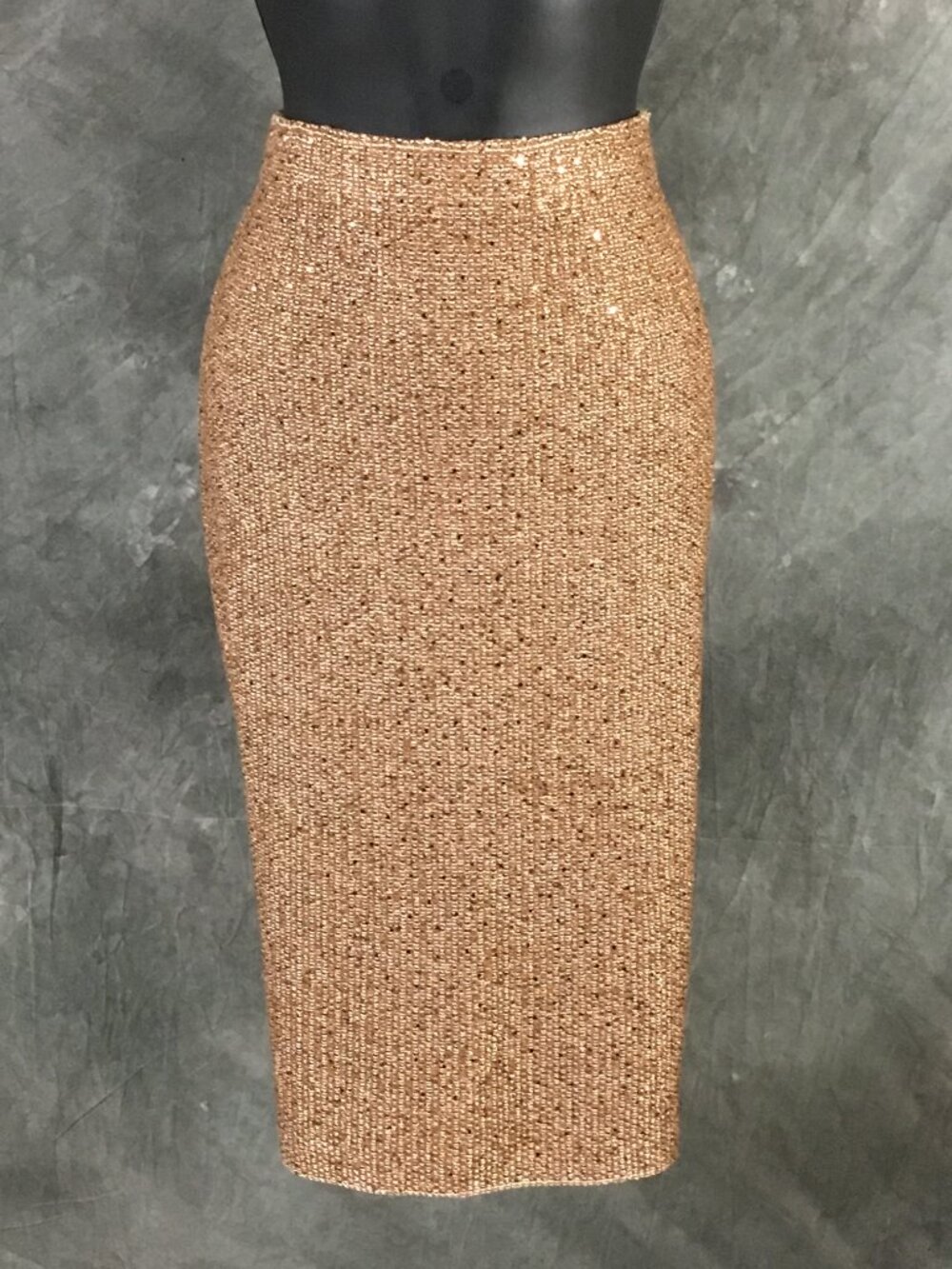 BEAUTIFUL St John evening knit brown tan multi embellished skirt suit size 12 - Picture 9 of 10
